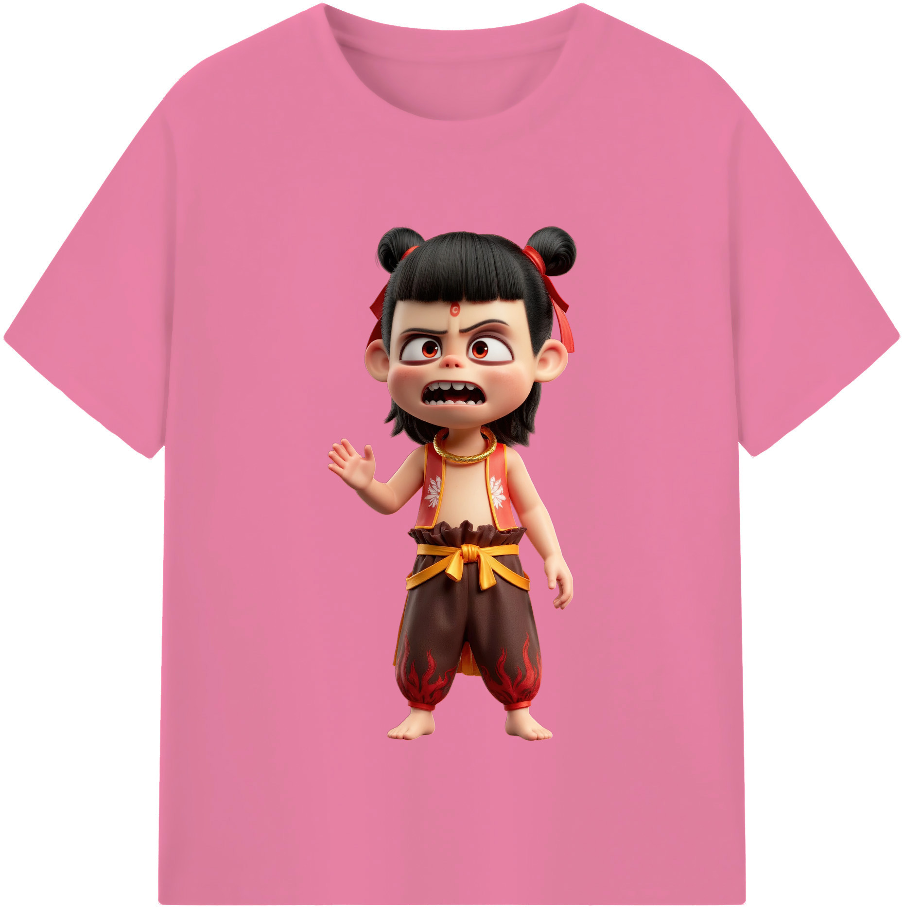 （画像用） Ne Zha 2 ナタ 魔童の大暴れ 綿100％半袖Tシャツ（フロントプリント）